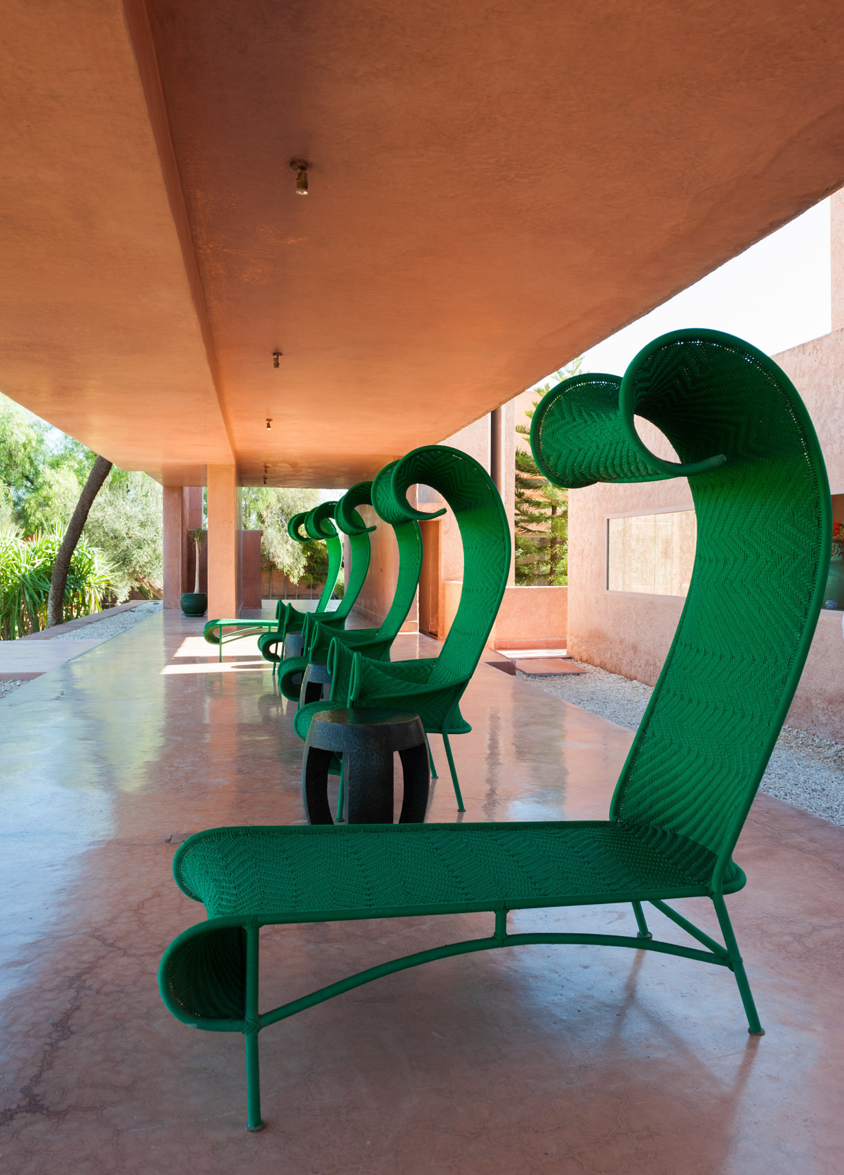 130123-099 Green deckchairs, Dar Sabra, Marrakech