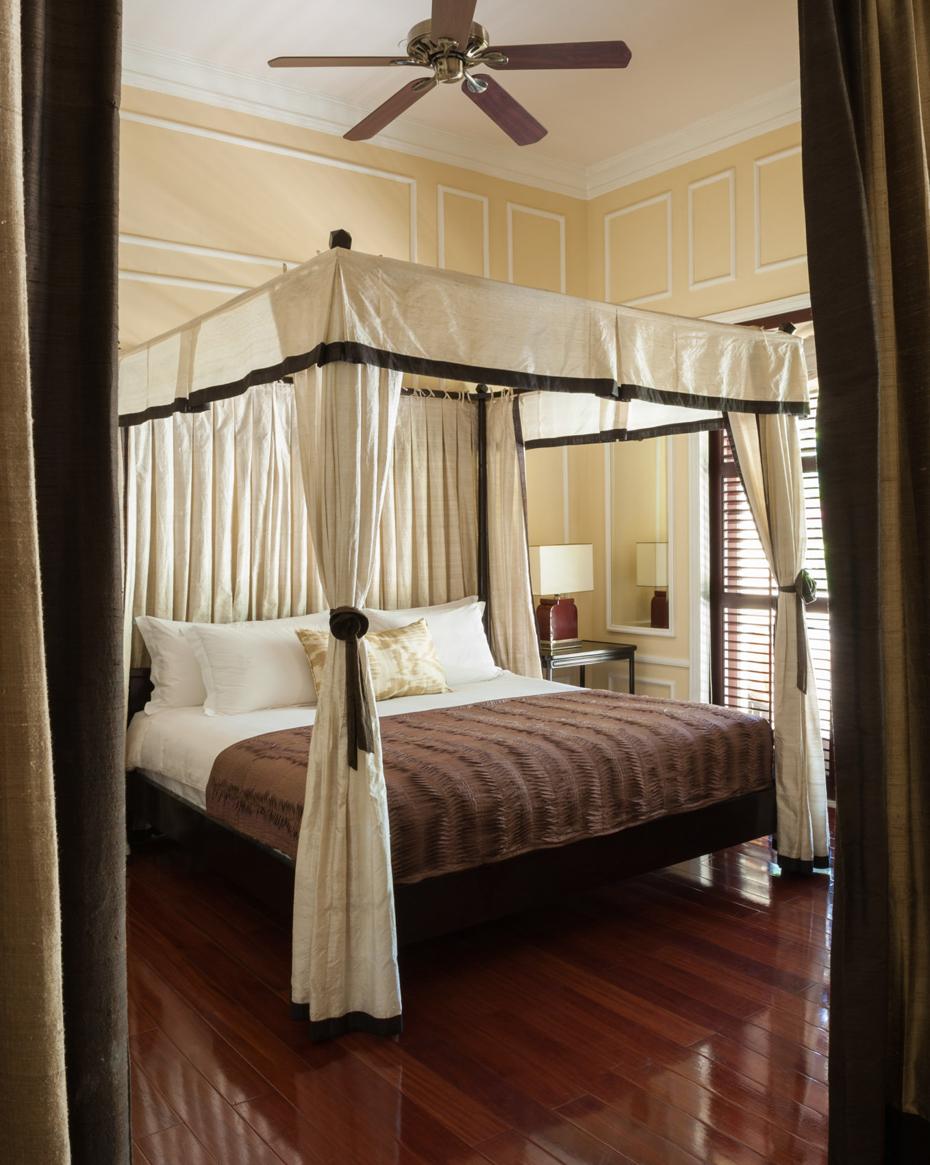 130805-66 Bedroom in suite at Raffles, Siem Reap
